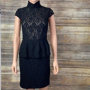 Tenax Black Crocheted Lace Dress